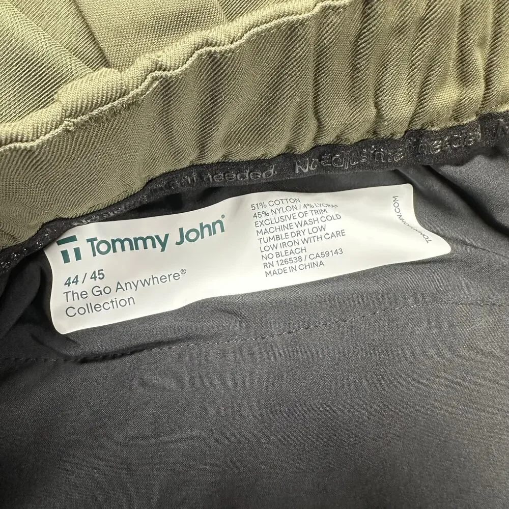 Tommy John NWT Go Anywhere Collection Shadow Green Stretch Jogger Pant 44/45